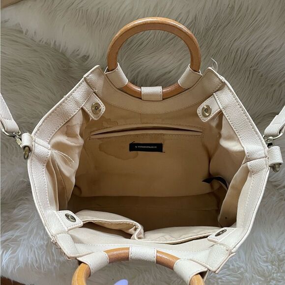 RARE Anthropologie cream tote bag - Picture 6 of 11
